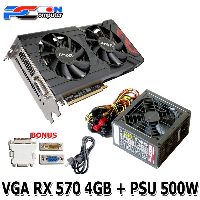 VGA DAN PSU 600W 500W / POWER SUPPLY 600 watt 500 watt GAMING SATU SET