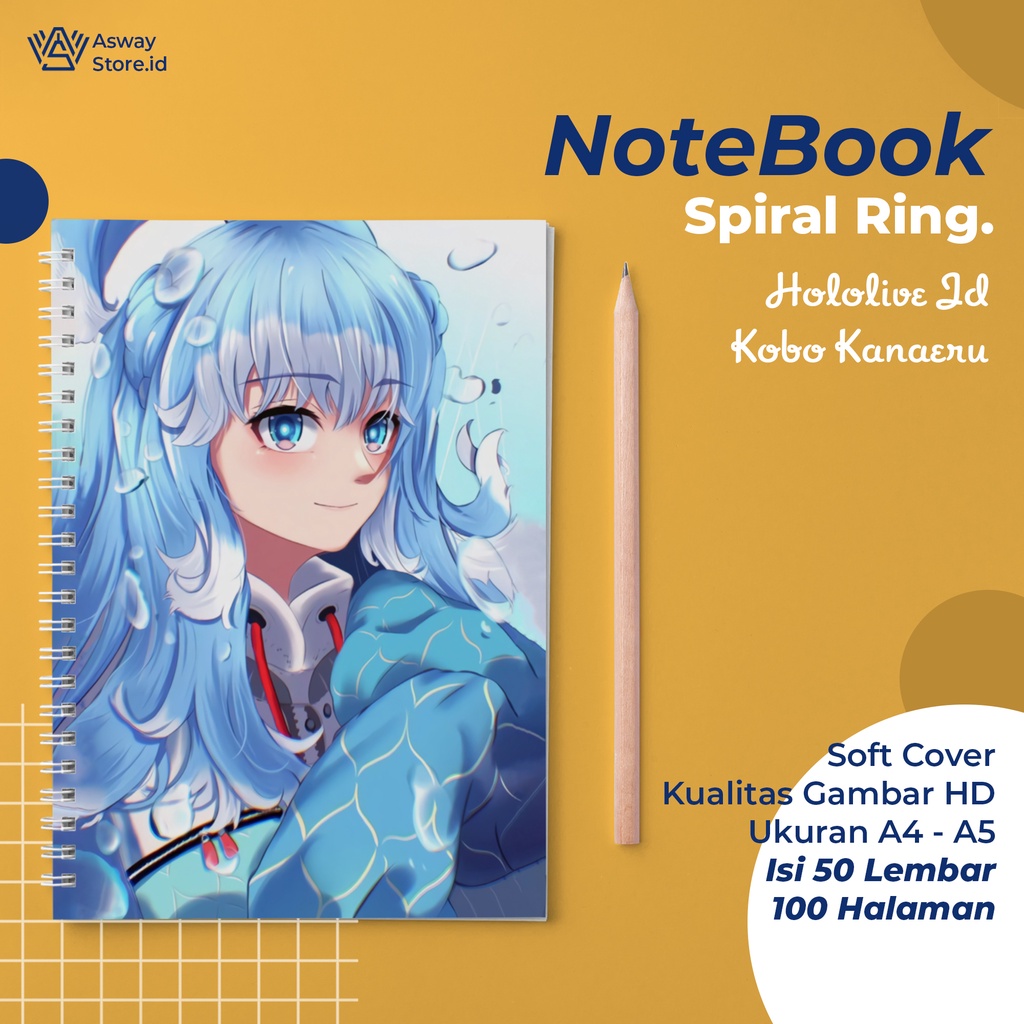 

Kobo Kanaeru | Anime | Hollolive ID | Aesthetic Note Ring Spiral Book | NoteBook A4 - A5