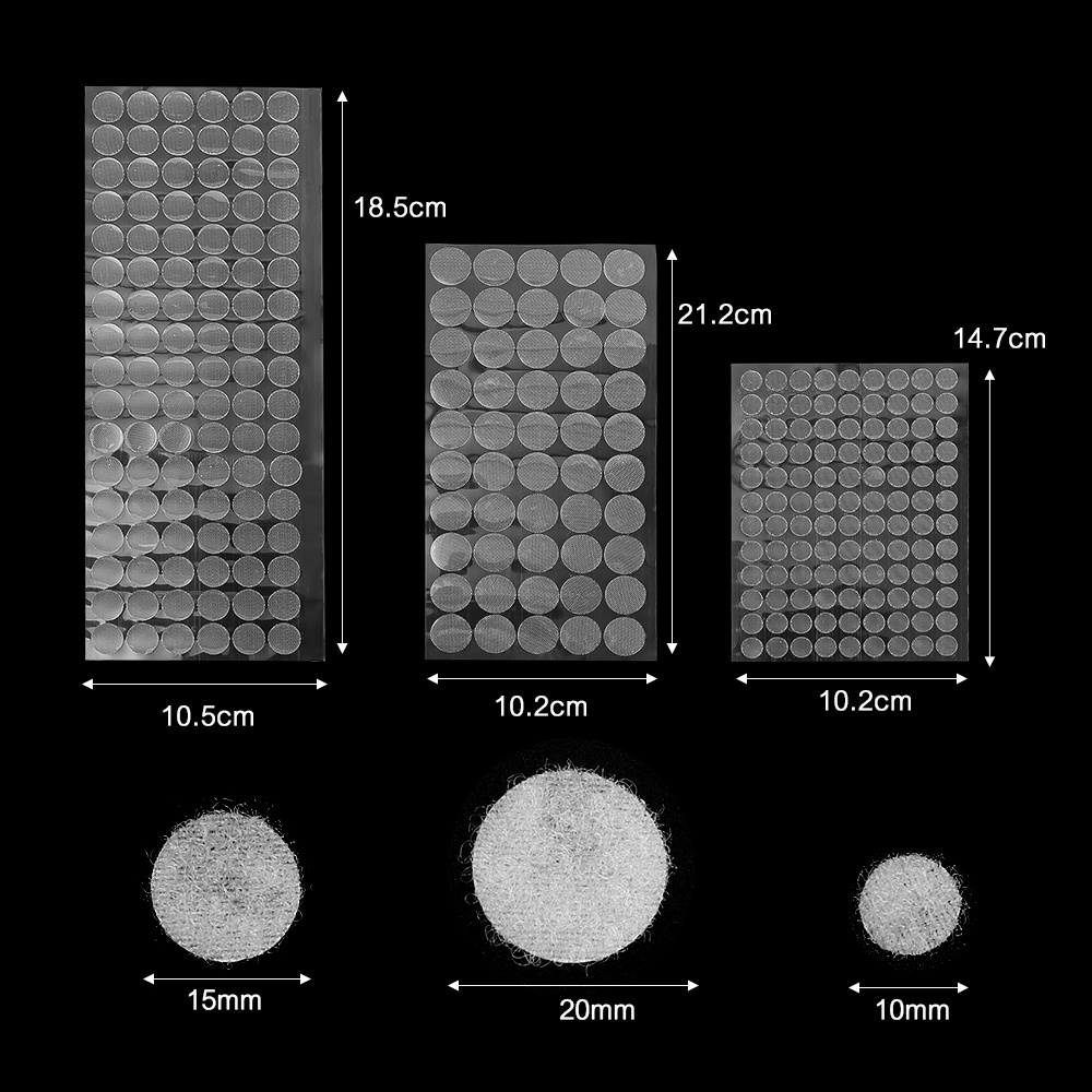 Untuk Kelas Kantor Rumah Dua Sisi Nilon Tape Putih Hitam Bulat Hook Loop Boob Tape Lem Kuat Self Adhesive Fastener Tape Dots10 /15 /20 Stiker Dots Tape Perekat