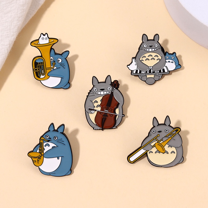 Kucing Lucu Enamel Pin Anime Totoro Bros Lencana Pakaian Kerah Pin Kartun Hewan Perhiasan Kucing Lucu Lencana Hadiah