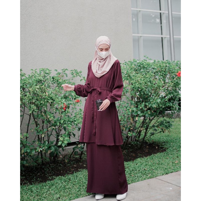 Malaya Dress Dark Wine (M) by Azmiza
