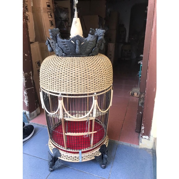 KANDANG BURUNG PERKUTUT RAJUT // KANDANG RAJUT MATARAM KAKI DAN MAHKOTA MERAK