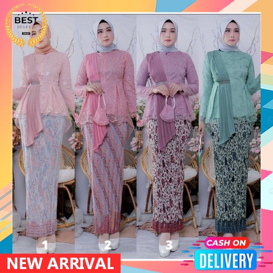 Setelan Baju Kebaya Brokat Rinjani Tile Satu Set Stelan Kebaya Wisuda Lamaran Kondangan Wisudah Lama