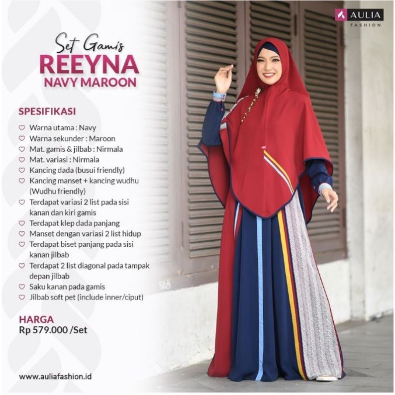 Aulia Set Gamis Reeyna Navy Maroon