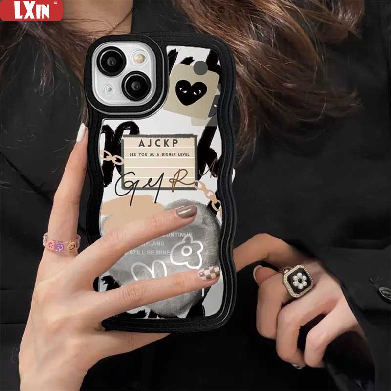 Casing Love Simple Case iPhone 14 14 Pro MAX 11 Pro 11 Pro MAX 12 12 Pro 12 Pro MAX iPhone 13 Pro MAX X XR XS MAX 6 6S 7 8 Plus SE 2020 Grafiti Garis Warna Floret Sarung Silikon