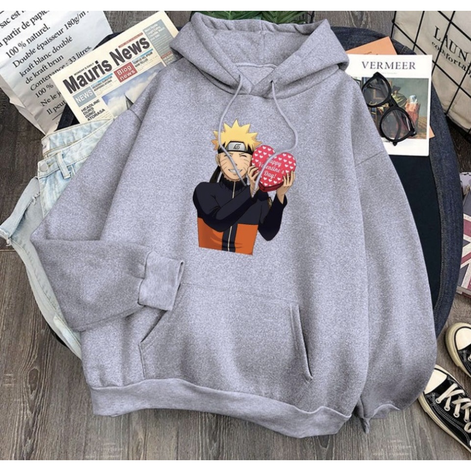 NARUTO Love anime Jumper Hoodie II  Sweater Hoodie Trendy II Sweter Oblong Topi Sz M - XL ( Pria &amp; Wanita / Anak &amp; Dewasa )