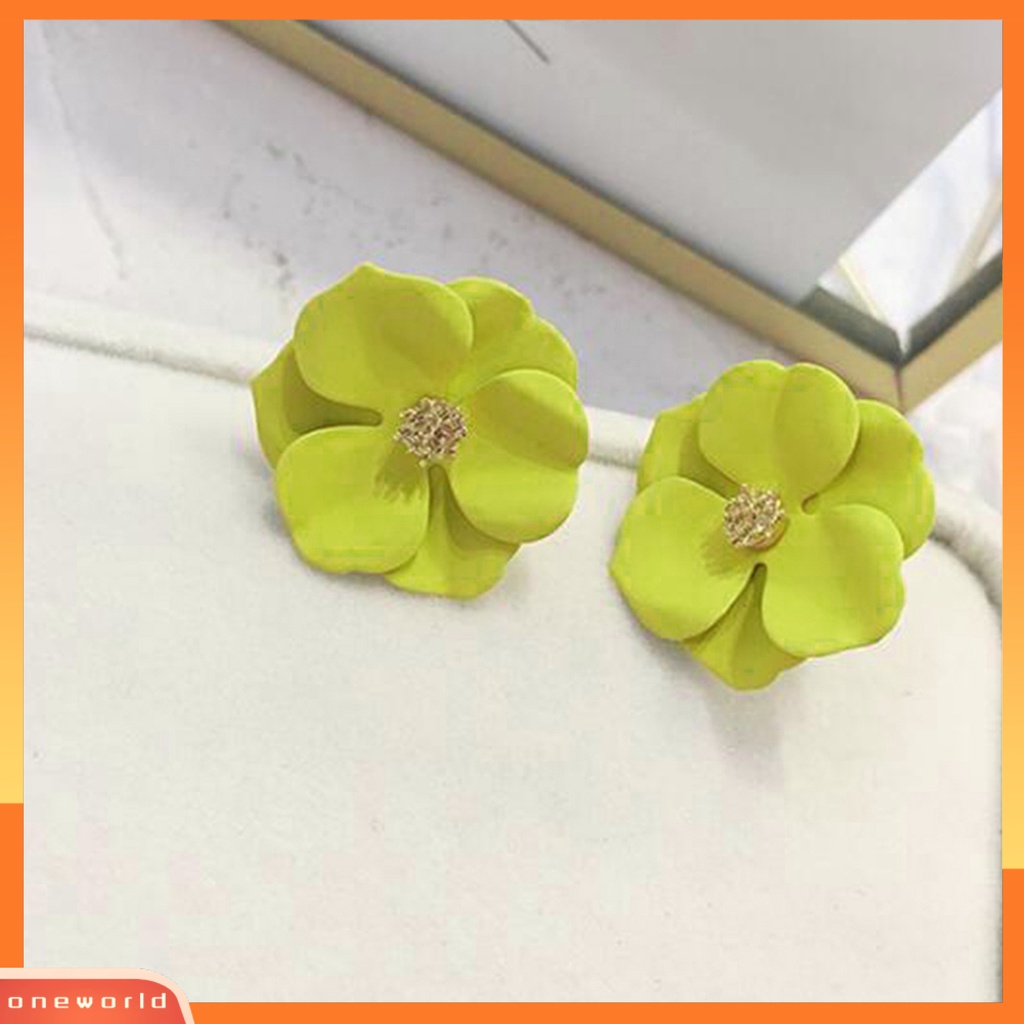 OW@ Women Fashion Painting Multicolor Flower Stud Earrings Summer Beach Jewelry Gift