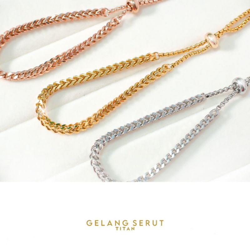 Gelang Serut Titanium Rantai Kilau G01209