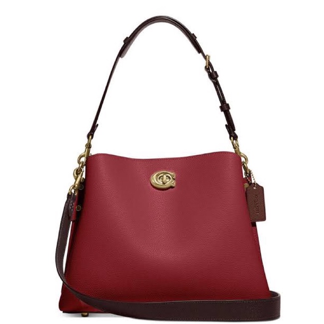 Tas Wanita Coach Willow Shoulder Bag Brick Red Multi C2590 New Authentic