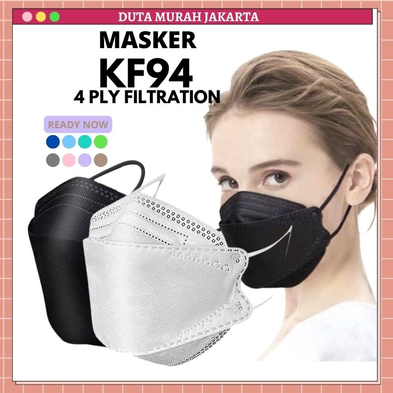 Masker KF94 4Ply Isi 50 Pcs Hitam Putih Earloop DMJ