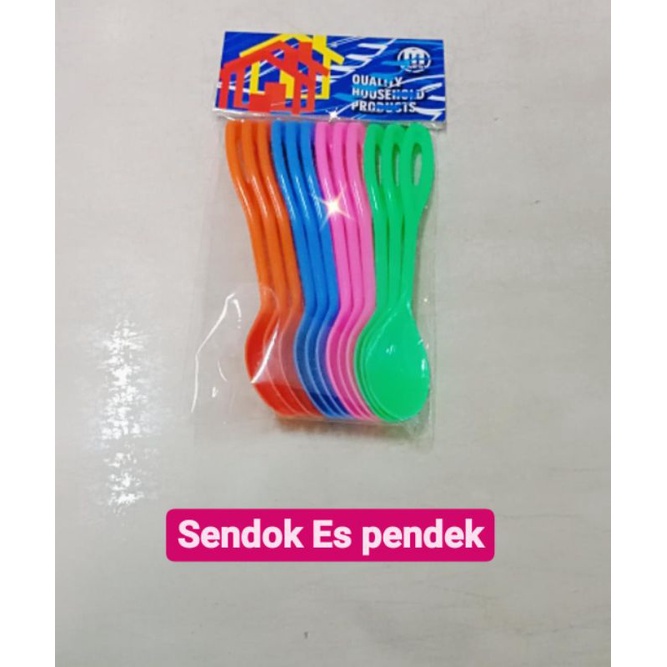 12pcs Sendok es warna panjang-pendek-alat makan murah