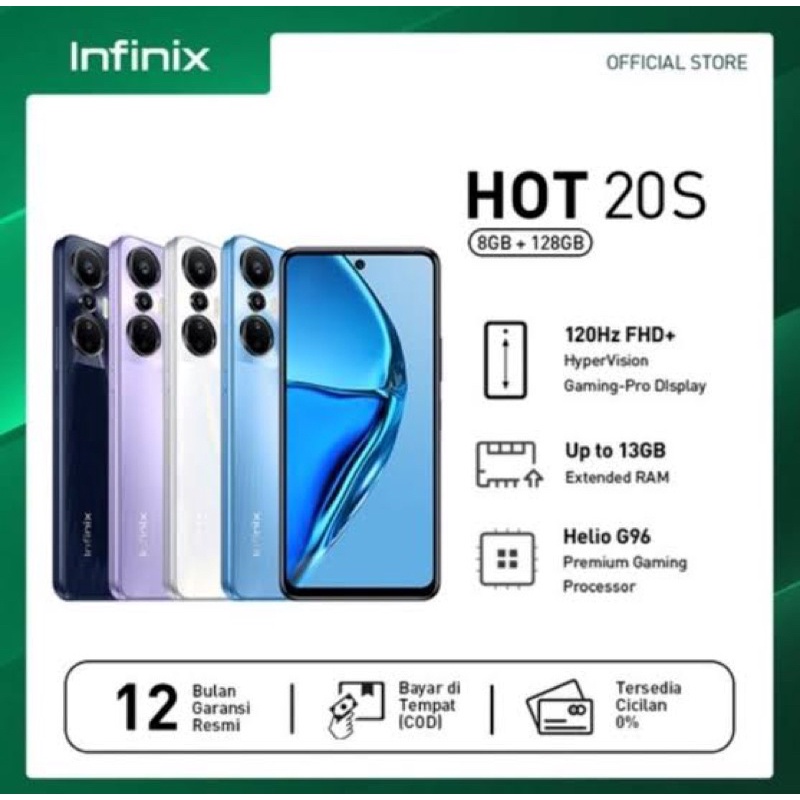 INFINIX HOT 20S RAM 8/128GB GARANSI RESMI - BONUS