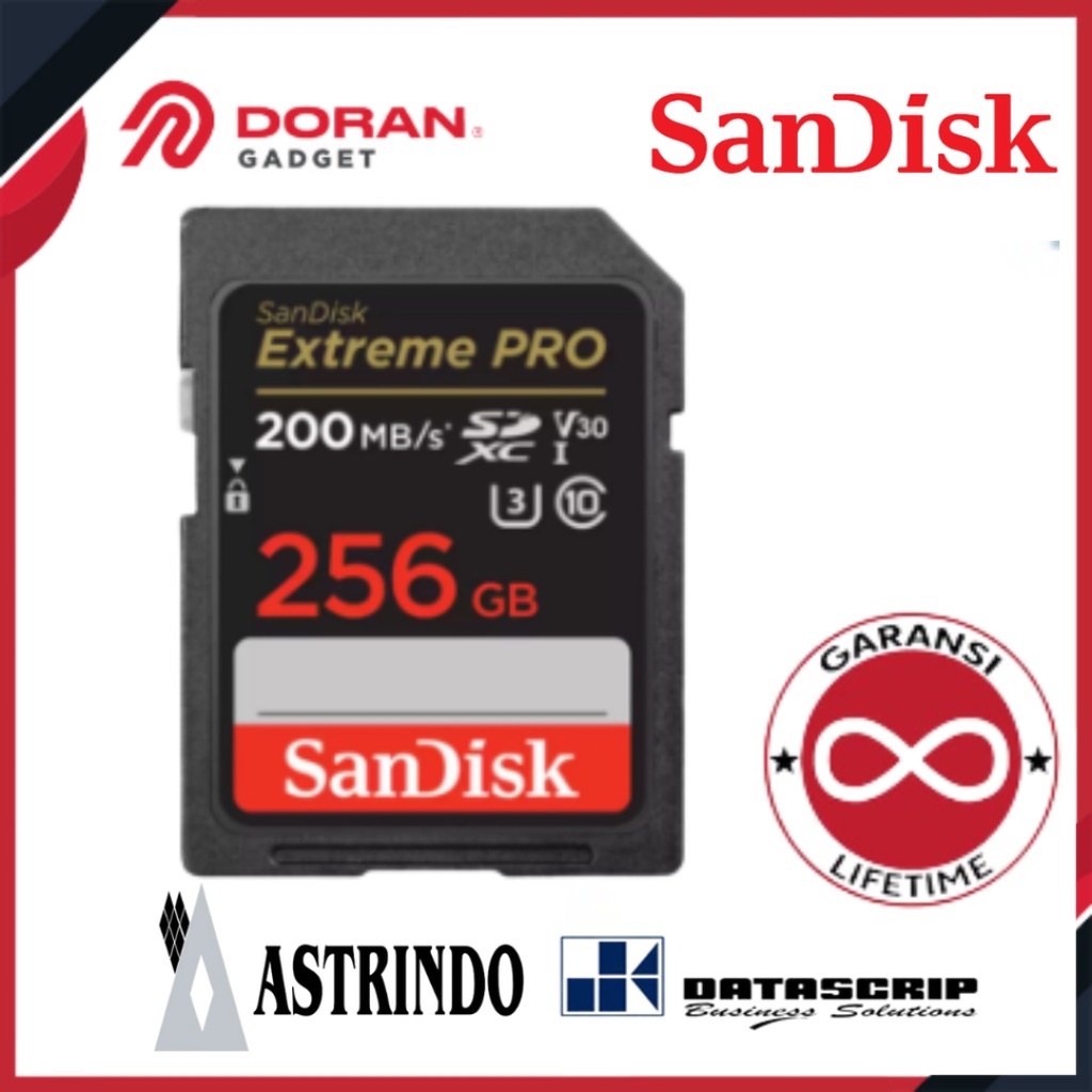 SD Card Sandisk 256GB CL10 200Mbps Extreme Pro Memory Card 256GB - Garansi Resmi Lifetime