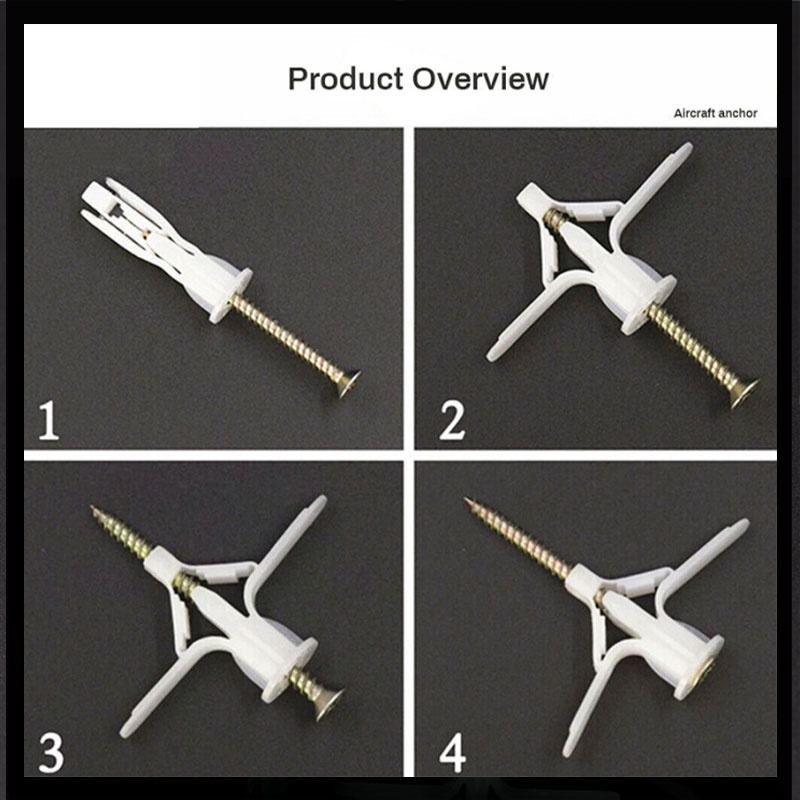 【50 pcs】Expanding Anchors Aircraft/Butterfly Expansion Bolt Set/Gypsum Screws/Sekrup Gypsum/Scrup Gypsum