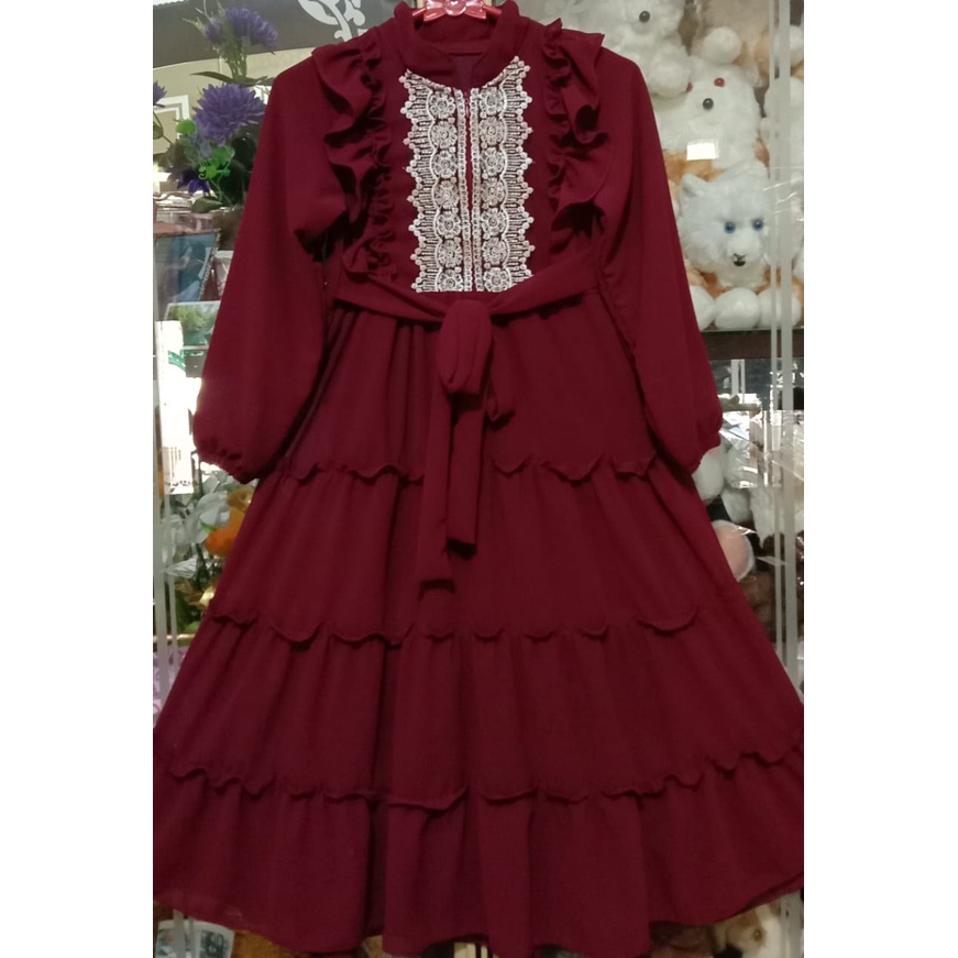 Dress Serutti babydoll SR [SERUT RENDA ] Dewasa  DAN ANAK 5 sampai 12 TAHUN Serut umpak pariasi Rempel Renda Dada