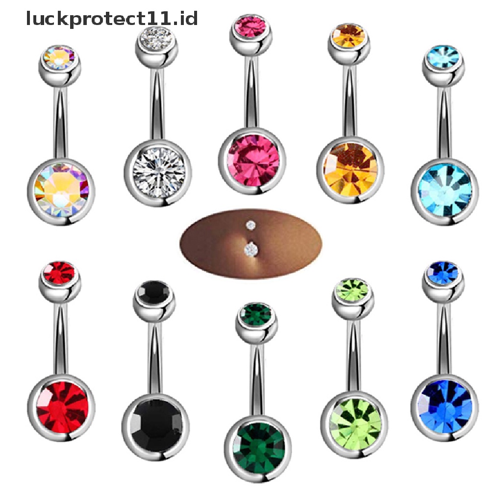 /Fashion Hot// Fashion// 1Set Cincin Pusar Kristal Berlian Imitasi Pusar Cincin Bar Perhiasan Tubuh.