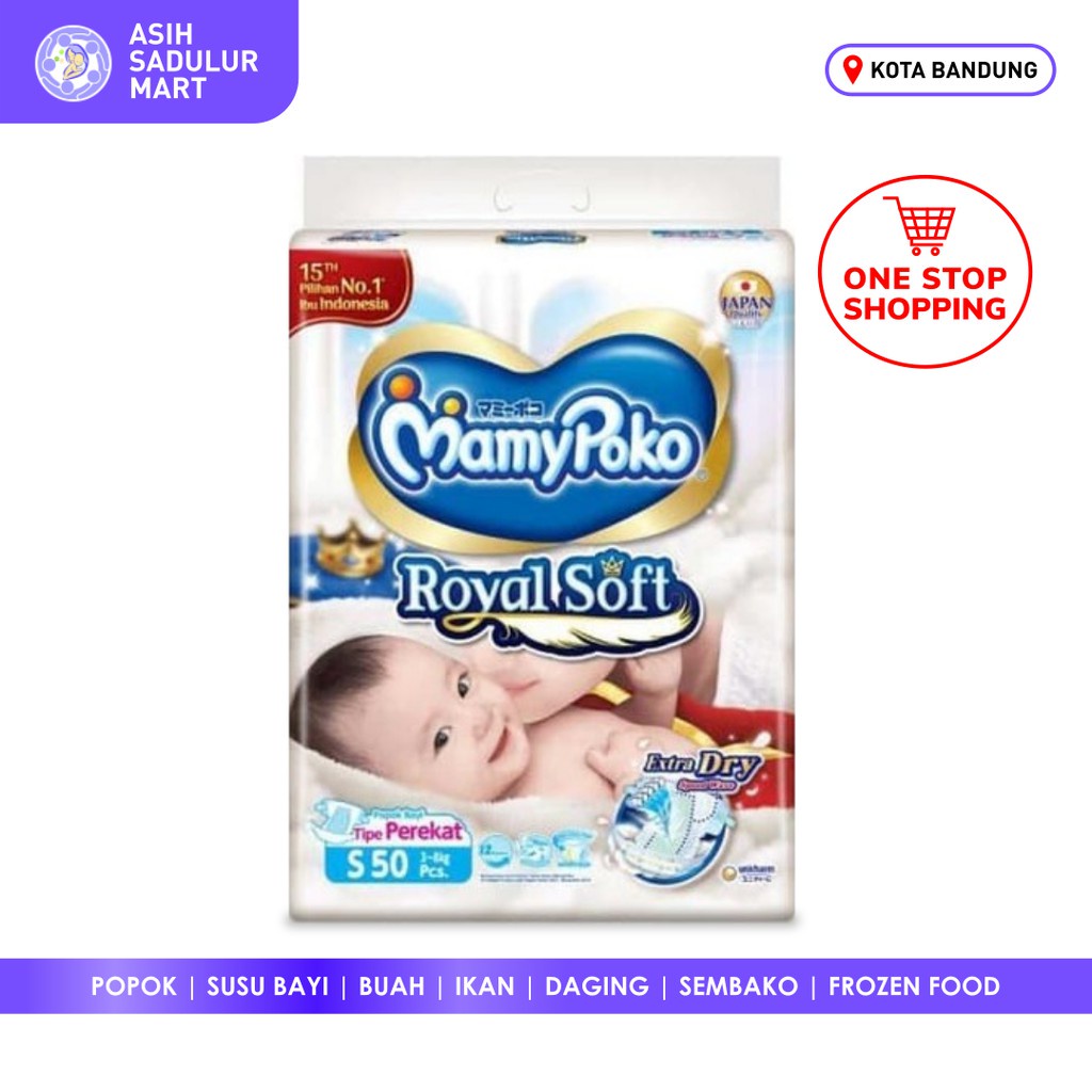 Mamypoko Royal Soft S50 Perekat Popok Bayi Bandung Murah Promo