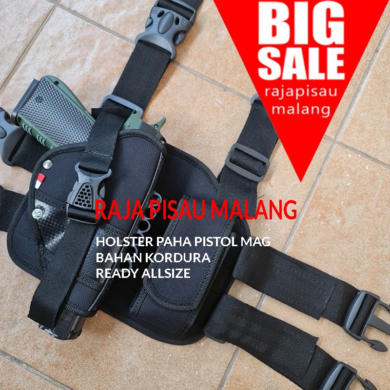 Holster Paha Kanan / Kiri Holder Pistol Taktis Militer Adjustable BAHAN KANVAS