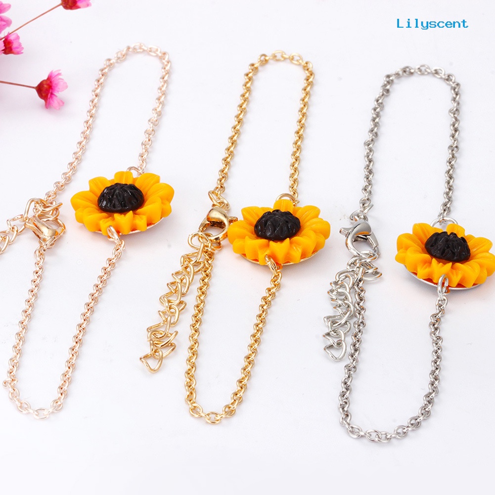 [LS] 5pcs/set Fashion Bunga Matahari Liontin Kalung Stud Anting Cincin Gelang Perhiasan