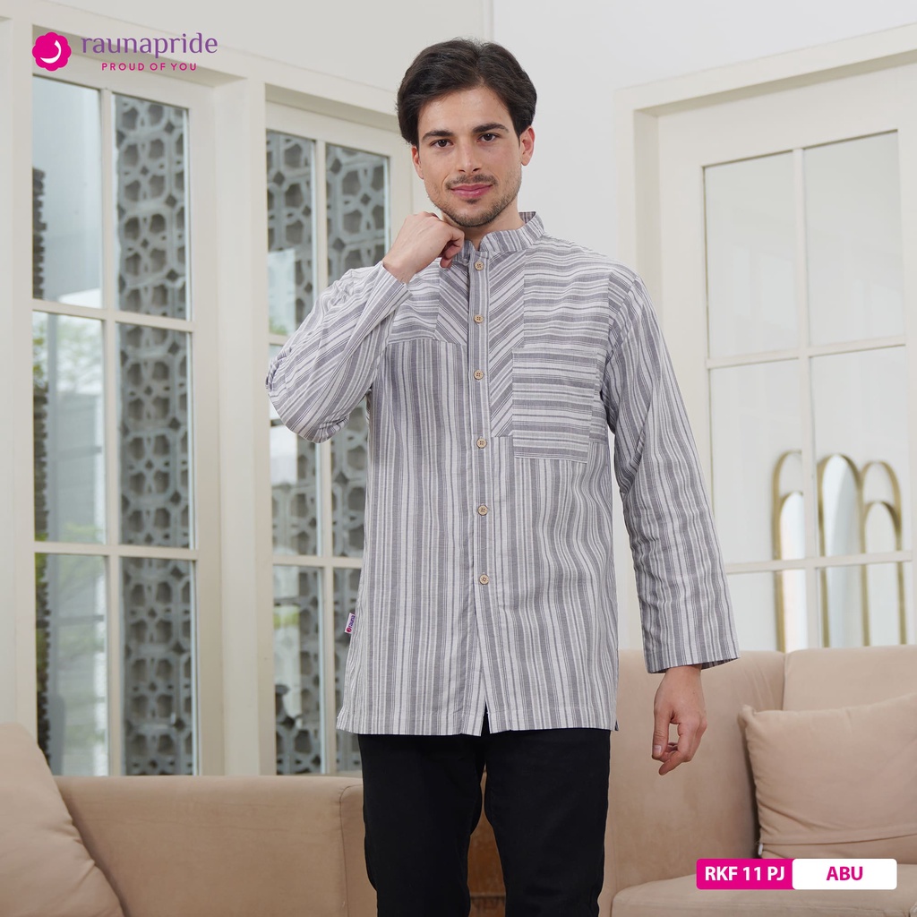Rauna - Baju Muslim - Sarimbit - Koko Dewasa  Panjang 11 Abu