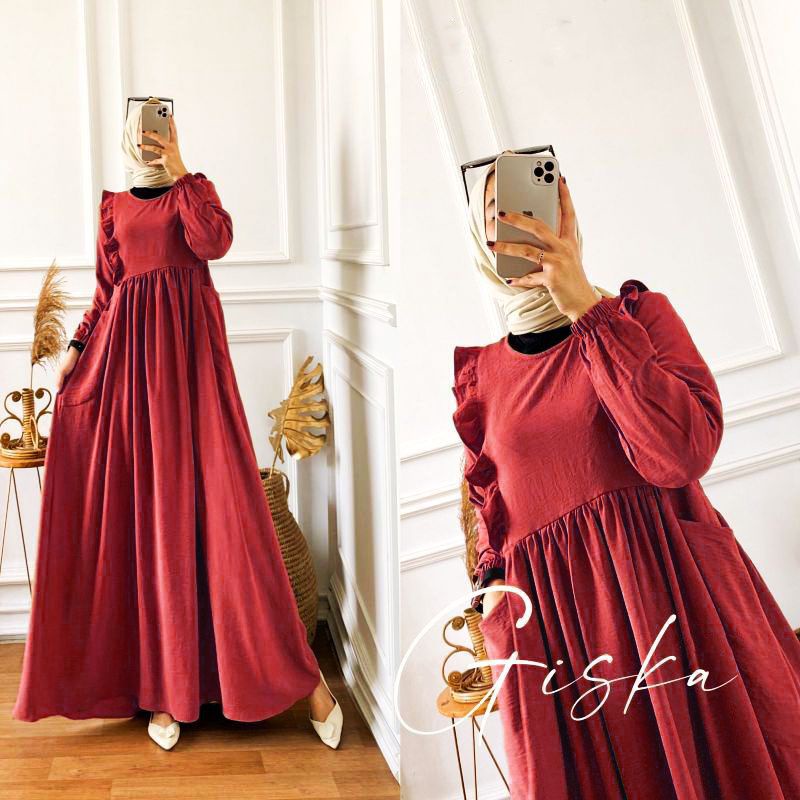 Giska dress maxy, resleting belakang