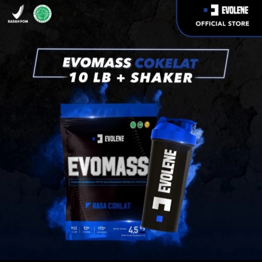 Evolene Evomass 10 lbs 4,5 kg Evo Mass Susu Protein Otot Penambah Berat Badan Suplemen Fitness
