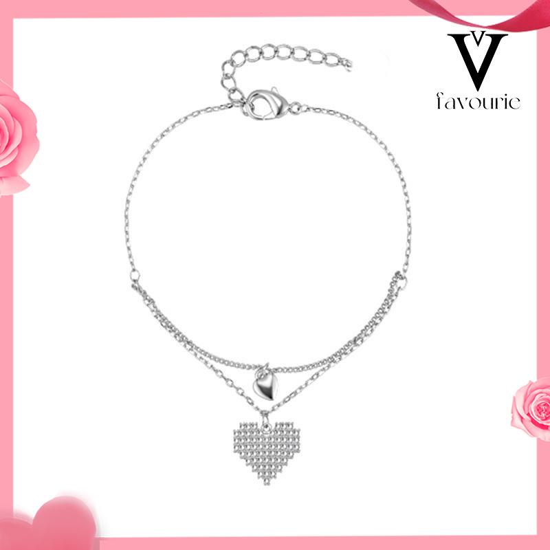 CODDouble Layer Love Bracelet Light Luxury Niche Design Girlfriends Diamond Gelang-FA