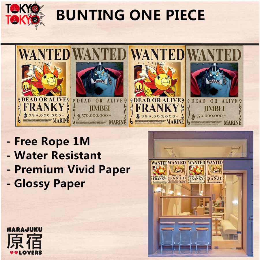 Banner Bunting Flag Noren Anime Edition - One Piece Sunny Go + Jinbei