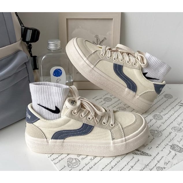 TOPGROSIR &quot;FREE BOX&quot; LV0148 Sepatu Sneakers Wanita Import Motif S / Sepatu Kanvas Unisex / Sepatu Fashion