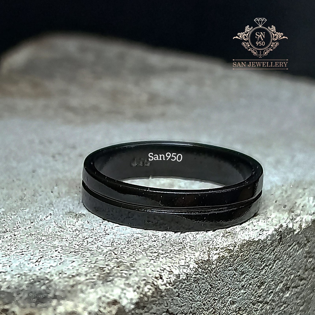 Cincin kawin pria polos hitam perak platinum palladium emas nikah tunangan 214