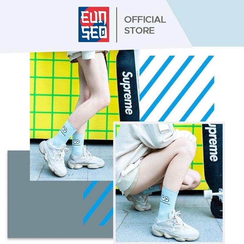 EUNSEO Kaos Kaki Panjang Wanita Motif Funny Eyes Lucu Kaoskaki Diatas Mata Kaki Wanita Women Socks Fashion Korea