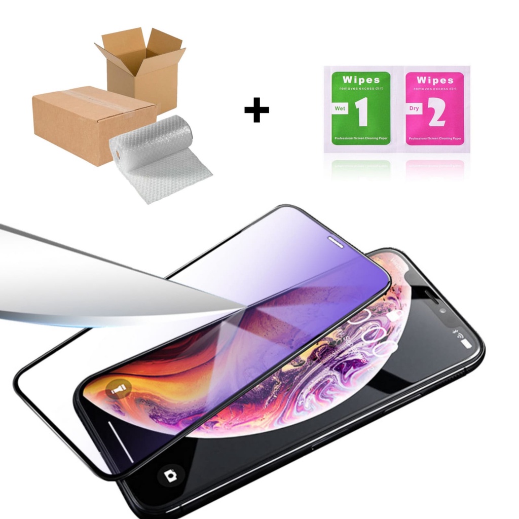 (GARANSI GANTI BARU)TEMPERED GLASS 10D FULL ANTI BLUE LIGHT IPHONE 5/6/7/7+/8/8+/X/XR/XS/XS MAX/11/1