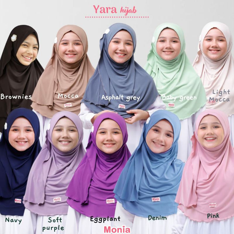 Best Seller Yara Hijab by Monia Hijab Kids size L (6-10th)  | Hijab instant terlaris | Jilbab Anak Instant