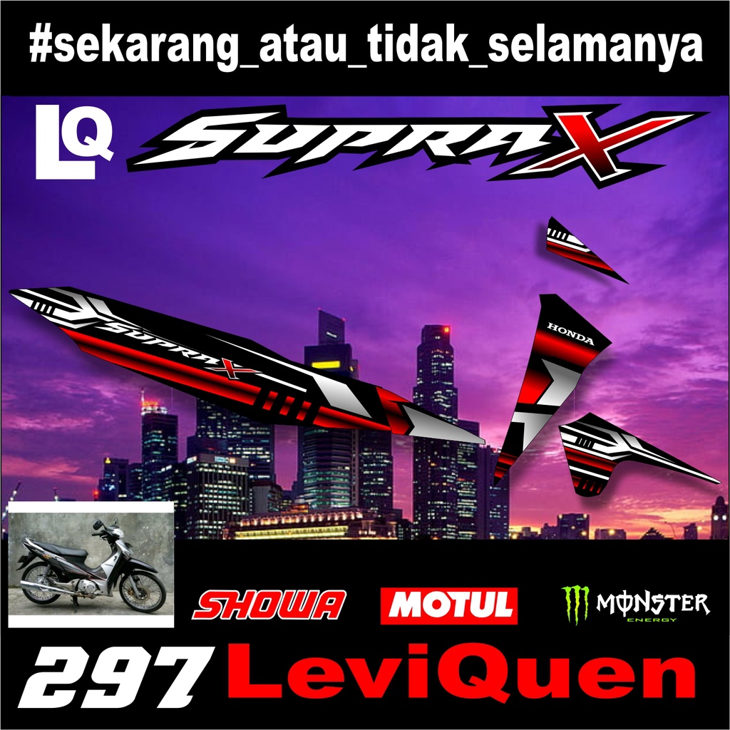 Striping Supra 100(297) / Supra X / Supra Fit Lama Variasi Sticker Stiker Skotlet Motor