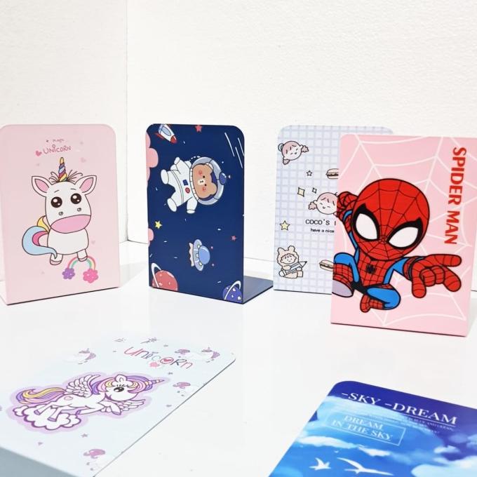 

BOS Book End Bergambar/Pembatas Buku/Sekat/Susun Buku/Organizer