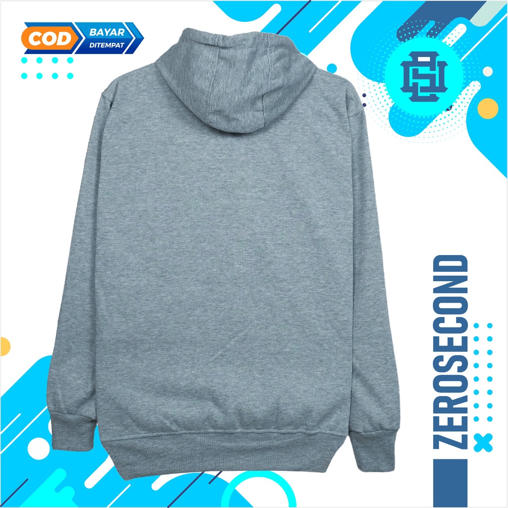 Zero.Second Sweater Hoodie Pria Autentic Logo ZS Warna ABU MUDA Bahan Catton Flecee Gramasi 280S Permium Tebal Full Varisn Warna