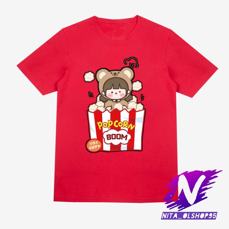 popcorn baju anak kaos anak animasi pop corn lucu