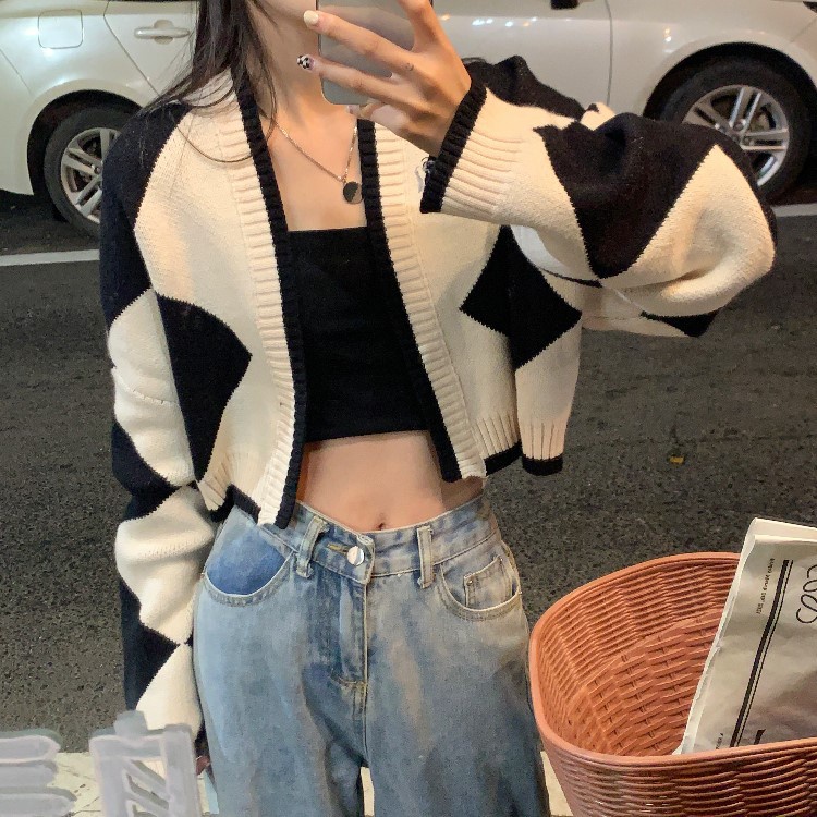 Cardigan Rajut Tebal Wanita Korean Style Outer Knit Crop