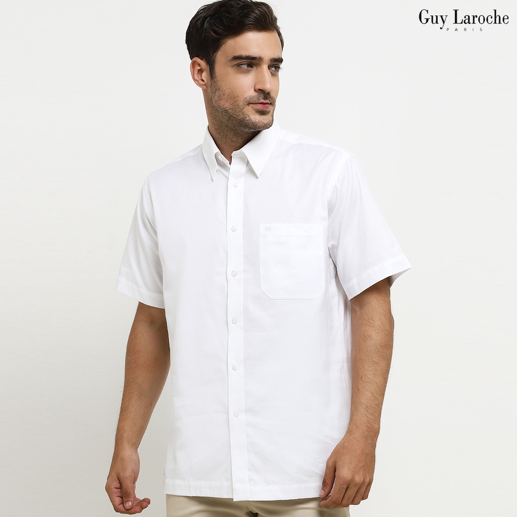 Kemeja Guy Laroche Lengan Pendek Glacie Lace Putih