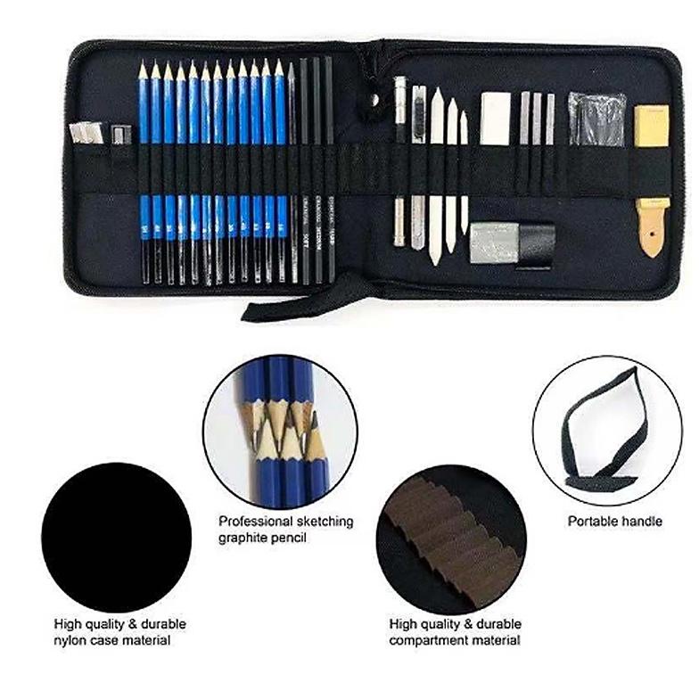 

33 PCS PROFESSIONAL DRAWING SKETCH PENCIL SET CHARCOAL ERASER ART PAINTING KIT TERLARISS...,,,,,