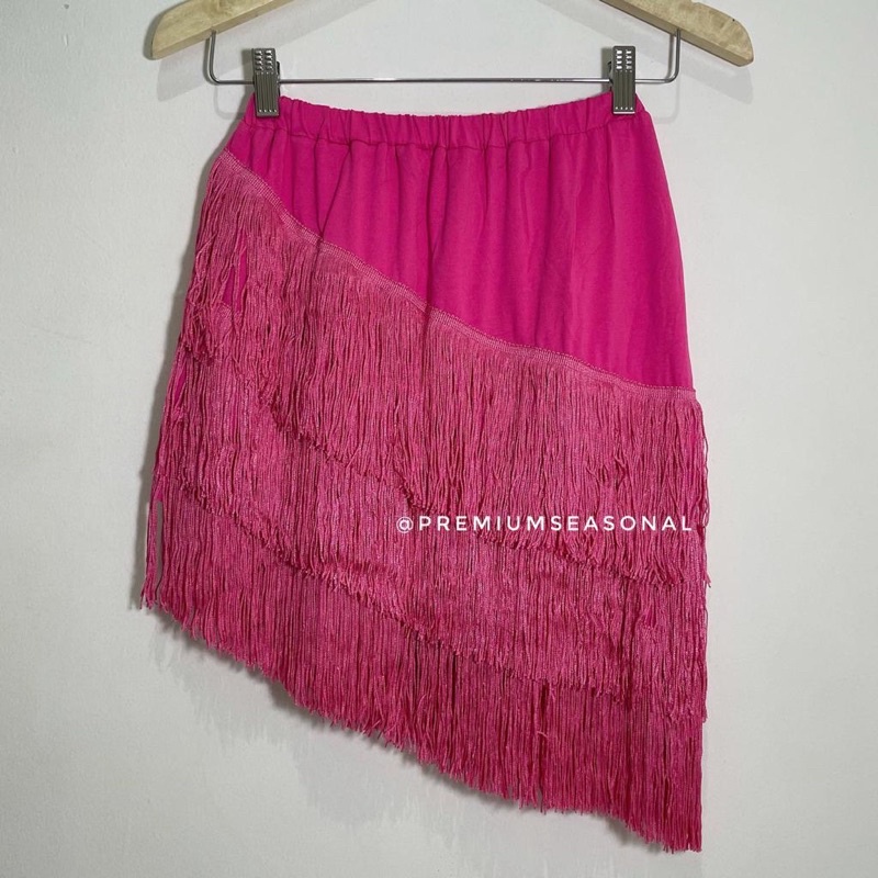 (2XL-5XL) ROK CELANA RUMBAI MIRING - Celana Rok Rumbai Miring 3 Tingkat