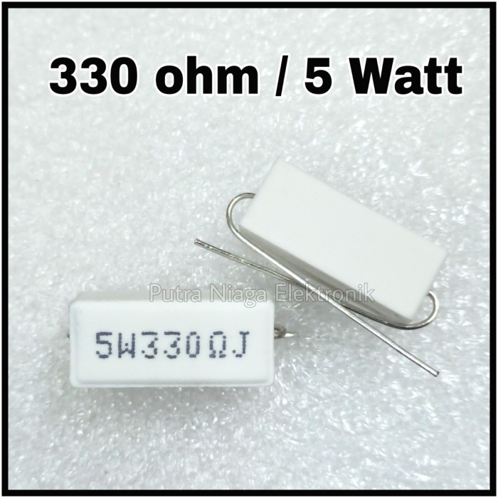 Resistor 330 ohm 5 watt 330R 5W keramik / kapur / cemen 330ohm 5watt putr4n14 Murah