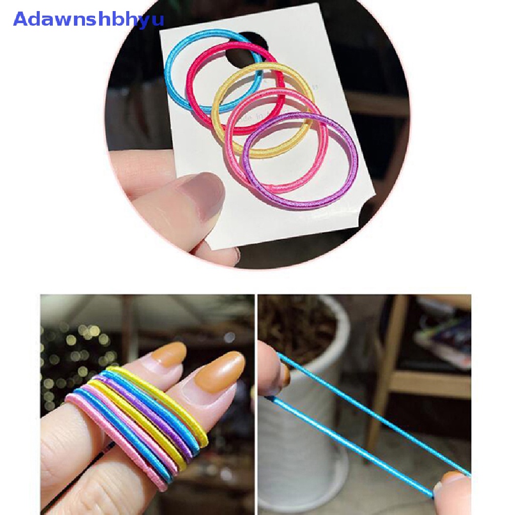 Adhyu 100pcs Anak Perempuan Warna-Warni Nilon Elastis Karet Rambut Anak Ponytail Holder Scrunchi ID