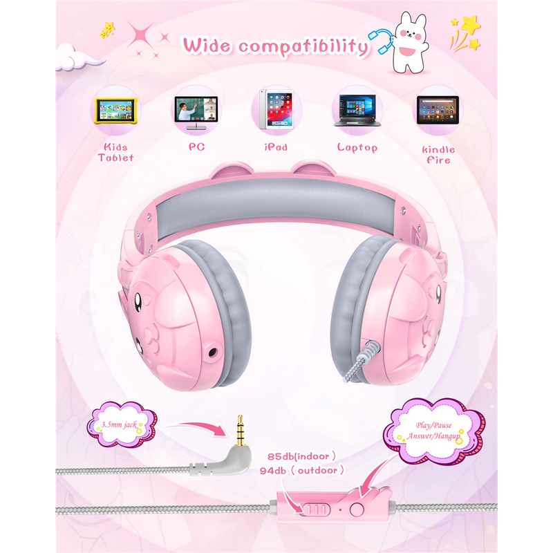 Sicibel S31 Headset Over Ear Motif Kartun Dengan Mic + Remote Control Untuk Anak