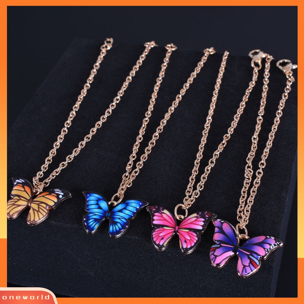 [WONE] Wanita Elegan Multicolor Alloy Butterfly Pendant Gelang Gelang Kaki Perhiasan Hadiah