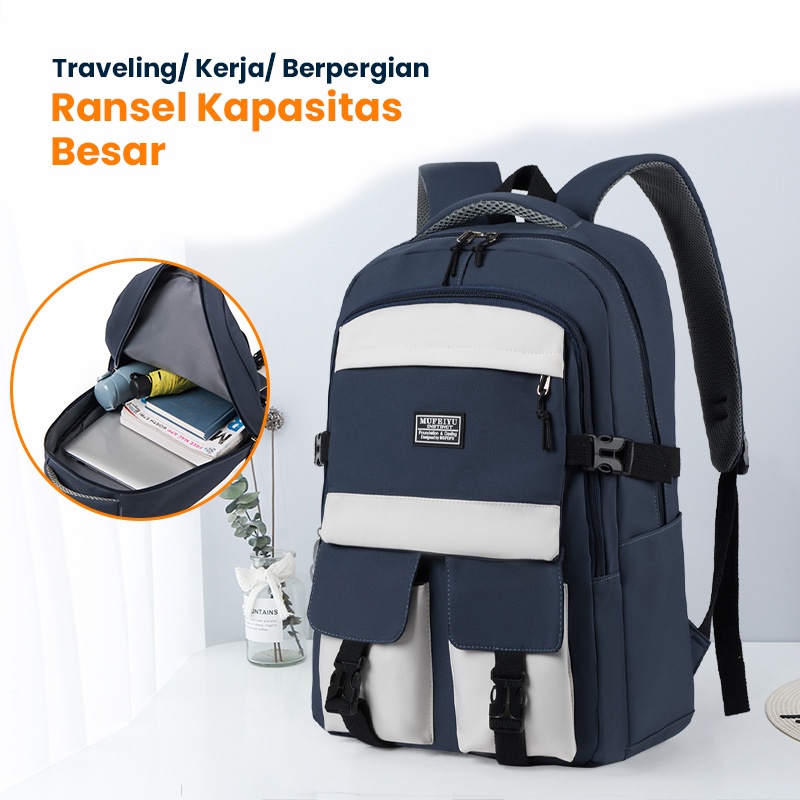 Uphike Tas Ransel Anti Air Ransel Laptop Polos Fashion Tas Punggung Sekolah Serbaguna TR407