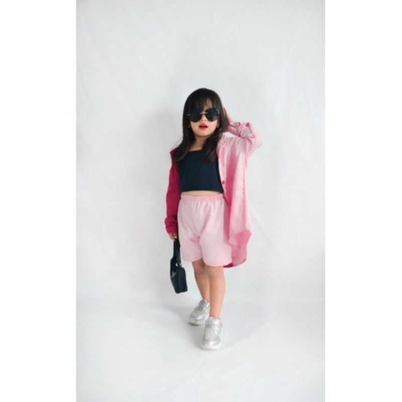 New Kemeja two Tone Kids Free Celana Bahan Lembut