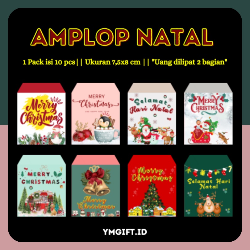 

[READY] Isi 10 Amplop Angpau Natal Christmas Xmas Hongbao Santa Claus Sinterklas dan Tahun Baru Murah (8x7,5 cm) uang dilipat jadi 2 Homemade Premium