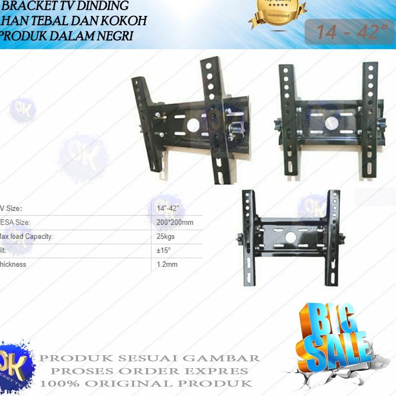 Baru Bracket tv Samsung TCL Cooca LG Sony Sharp 14 22 24 29 32 39 40 42 inch 06