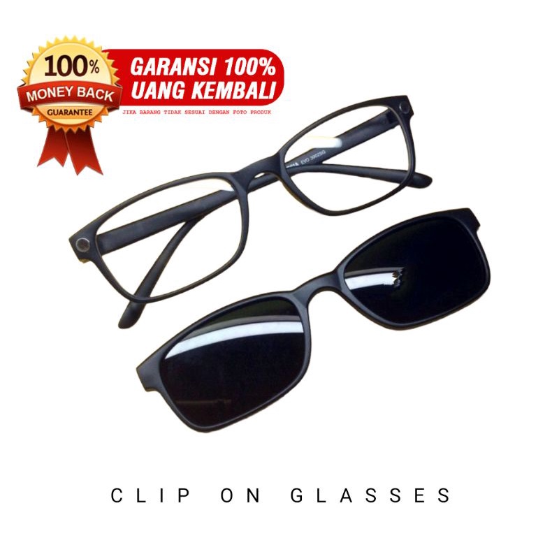 Kacamata Hitam Clip On kece keren sunglasses Minus Cylinder pria wanita persegi panjang kaca mata
